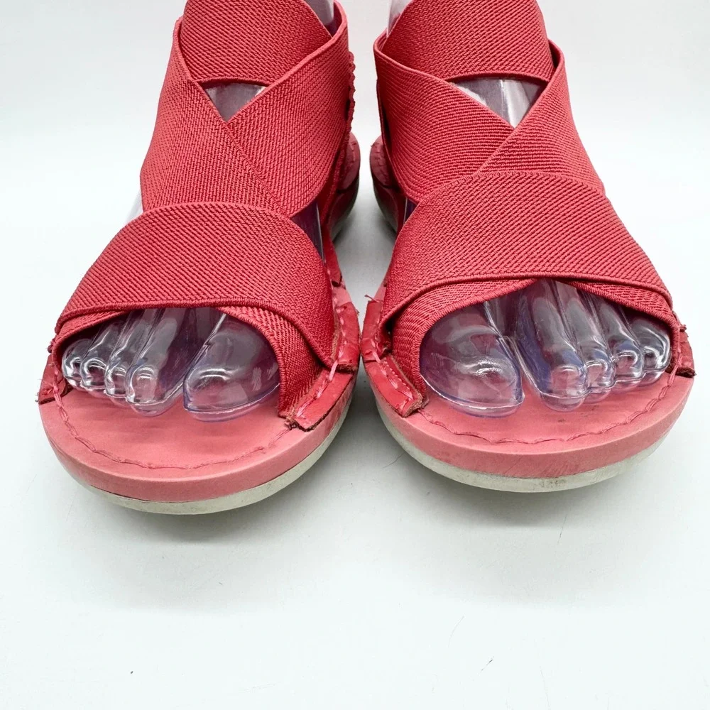NoSox Athena Strappy Lightweight Elastic Cross Strap Flat Sandals Coral Size‎ 38
